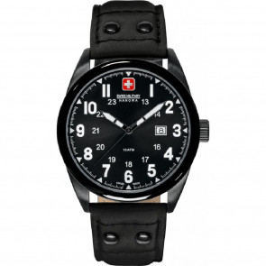 Correa de reloj Swiss Military Hanowa 06-4181.13.007 Cuero Negro 22mm